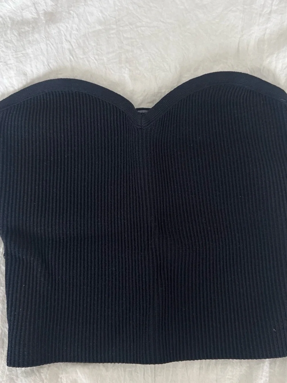 Aritzia Black sculpt knit Ribbed Strapless Bandeau Top